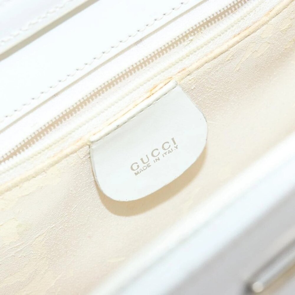 GUCCI Hand Bag Leather White Gold 001 2122 1773 Auth 146899 - Picture 10 of 16